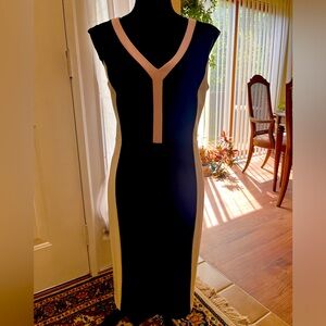 White House Black Market Black and Cream Dress